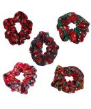 Christmas Hair Scrunchies - 5 Elastic Hair Ties for Festive Ponytails | Perfect Xmas Party Accessories - Buy Online on GoSupps.com