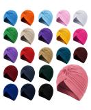 22-Piece Stretch Turbans Head Beanie Cover Twisted Pleated Headwrap for Women & Girls - Assorted Colors Hair Cover Beanie Hats - Buy Online on GoSupps.com