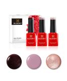 Bluesky Gel Nail Polish Set: Statement Pinks & Dark Burgundy - Musk Pink, You're A Gem Platinum, Red Pink Glitter - 3 x 5ml - Winter Pinks Collection - Buy Online on GoSupps.com