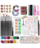 Tavada Nail Art Brush & Decoration Set - 15 PCs Brushes 5 Leaves Nail Stickers Dotted Pens Rhinestones & Ultra Thin Nail Seeds for Perfect Manicure - Buy Online on GoSupps.com