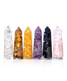 Healing Crystal Wand Set of 6 Orgonite  Includes 3 Amethyst Crystal, Tigers Eye, Rose Quartz, Black Tourmaline Stone, Citrine and Clear Quartz Orgone Crystal Plus Black Tourmaline Necklace - Buy Online on GoSupps.com