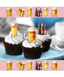 24 x Precut Beer Glasses Pint Lager Edible Wafer Rice Paper Cupcake Topper Decoration For Cakes - Buy Online on GoSupps.com