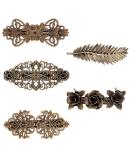 French Vintage Hair Clips Set - 5 Metal Rose Hairpins for Women & Girls - Perfect Gift - Buy Online on GoSupps.com