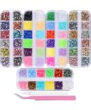 Buy 5 Boxes Shiny Colorful Nail Art Rhinestones Kit - AB Flatback Crystals Mermaid Pearls Gems with Pickup Pen & Curved Tweezer | International Shipping Available - Buy Online on GoSupps.com