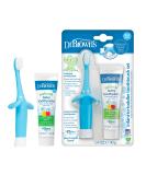 Dr. Brown's Infant to Toddler Toothbrush Set 0-3 Years - Blue, Real Pear & Apple Flavor, 2 Pieces - Buy Online on GoSupps.com