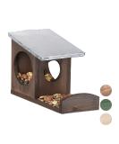 Relaxdays Wooden Squirrel Feeder House with Weatherproof Metal Roof - Hanging Garden Station in Dark Brown - Buy Online on GoSupps.com