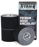 Titan Athletics Kinesiology Tape - 3 Rolls I Uncut I Premium Quality I Ideal Support for Joints & Muscles (2 in x 16.4 ft per roll) - Stretchable, Breathable, Hypoallergenic - 3 Pack Black - Buy Online on GoSupps.com