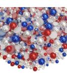 50g AB Color Mix Flatback Resin Rhinestones & Pearls for DIY Crafts - White/Red/Dark Blue Series - Buy Online on GoSupps.com