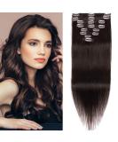 SEGO Clip-In Hair Extensions - 100% Remy Real Hair Dark Brown #2 56 cm (160g) - Partial Set for Full Volume - Buy Online on GoSupps.com