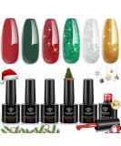 Modelones 8-in-1 Builder Nail Gel Set - 6 Colors Sparkle Green Glitter Gold Silver Builder Gel Polish for Christmas Gifts - Buy Online on GoSupps.com