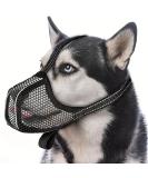 Dog Muzzle with Reflective Mesh - Breathable Dog Mouth Cover for Large Breeds - Prevent Biting Barking and Chewing - Black| XL - Buy Online on GoSupps.com