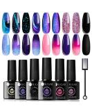 UR SUGAR Gel Nail Polish Set Color Changing 6 Pcs Nail Gel Polish Glitter Purple Temperature Change Colors Kit Magnetic Thermal Sparkly Different Effect Soak Off Gel Nail Kit Gift Box - Buy Online on GoSupps.com