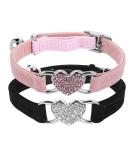Cobee Bling Heart Cat neck band with bell adjustable kitten neck band with seat belt rhinestone pet collapse for small cats and dogs (pink) (black+pink) - Buy Online on GoSupps.com