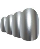 Shop Bling Art Silver Metallic Oval False Nails | 24 Medium Tips - International Shipping Available - Buy Online on GoSupps.com