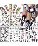 8 Sheets Halloween Nail Art Stickers - 3D Gothic Designs for Women | Skull Snake & Flower Decals | Perfect for Spooky Nail Art - Buy Online on GoSupps.com