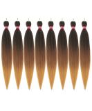 28'' Fayeta Ombre Pre Stretched Braiding Hair - 8 Pack Silky Color Blend Extensions - Kanekalon Synthetic Crochet Braids - Yaki Texture - 1b/30/27 - Buy Online on GoSupps.com