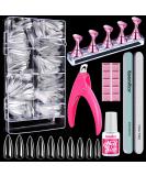 Teenitor Clear Stiletto Nail Tips Set | 600pcs Almond Shape Fake Nails with Glue | Acrylic Nail Clipper and Stand Included - Buy Online on GoSupps.com