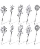 10-Piece Crystal Vintage Rhinestone Hair Pins | Silver Metal Hair Accessories for Women | Star, Flower, Leaf, Feather Design | Hair Decoration for Girls - Buy Online on GoSupps.com