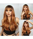 ENTRANCED STYLES 26 Inch Auburn Wig with Bangs | Long Layered Natural Hair Wig for Women | Dark Roots Copper Red Ombre | Heat Resistant Synthetic | Daily Use Redhead Wig - Buy Online on GoSupps.com