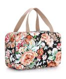 IGNPION Large Waterproof Travel Toiletry Bag - Black Flower Print | Makeup Organizer, Cosmetic & Gym Bag for Women - Buy Online on GoSupps.com