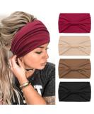 Kavya Wide Headbands for Women's Hair Soft Hair Bands for Women Yoga Ladies Headband Elastic Headbands Knotted Head Bands Adult Women Hair Scarf Fashion Hair Accessories SET-4 - Buy Online on GoSupps.com