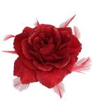 Red Rose Large Fascinator Flower Hair Clip - Wedding Hair Accessory - Buy Online on GoSupps.com