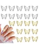 Gjinxi 20 Pcs 3D Butterfly Nail Charms Metal Butterflies Shape Nail Gems Charms for Nails Nail Rhinestone Decorations Supplies for Nail Art DIY Crafts Design (Gold Silver) - Buy Online on GoSupps.com