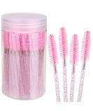 Elisel 100pcs Disposable Mascara Brushes with Container - Makeup Applicators for Eyelash Extensions and Eyebrow Brush - Crystal Pink - Buy Online on GoSupps.com