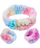FROG SAC Teen Girls Spa Headband and Matching Wristbands - Soft Fuzzy Skincare Accessories for Face Washing, Makeup, Shower, and Sleepover Parties (Tie Dye) - Buy Online on GoSupps.com
