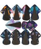 Reusable Charcoal Bamboo Mama Cloth Menstrual Pads - 10 Piece Set, 7x5 inch with Wing for Thongs - Buy Online on GoSupps.com