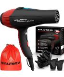 Professional Ionic Salon Hair Dryer, 2200 Watt Powerful AC Motor Ceramic Tourmaline Ion Blow Dryer, Quiet Hair Dryers with Diffuser & 2 Concentrator Nozzle Attachments Black/Red - Buy Online on GoSupps.com