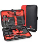 Keiby Citom Manicure Set 18pcs Professional Nail Clippers Kit Pedicure Care Tools-Stainless Steel Grooming Tools With Rose Gold PU Leather Case for Travel & Home (Black/Red) - Buy Online on GoSupps.com