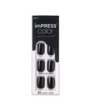 KISS imPRESS Gel Nail Kit - All Black Press-On Manicure with PureFit Technology | Includes Prep Pad, Mini File & 30 Nails - Buy Online on GoSupps.com