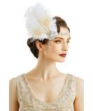 Shop BABEYOND 1920s Women s Gatsby Headband | Flapper Feather Hairband Accessories in White - Buy Online on GoSupps.com