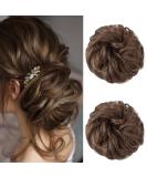 JJStar 2-Piece Hair Part with Rubber Band | Dutt Hair Tie for Updos & Extensions | Messy Bun Accessories for Women & Girls in Light Brown - Buy Online on GoSupps.com