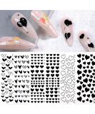 Black Hearts Nail Art Stickers - Self Adhesive Nail Decals for Women Girls & Kids | 6 Sheets for Stunning Nail Designs & Decorations - Buy Online on GoSupps.com