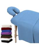 London Linens 3 Piece Massage Table Sheets Set - 100% Natural Cotton Flannel - Light Blue - Buy Online on GoSupps.com
