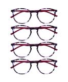 Opulize Met Reading Glasses 4 Pack - Slim Round Frame Scratch-Resistant Purple Tortoise & Cherry Red +3.50 Dioptria - Stylish & Durable Eyewear for Men & Women - Buy Online on GoSupps.com