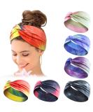 Women's Boho Headband Set - 6 Pieces Wide Elastic Hair Bands for Yoga and Sports - Multicoloured Print Hair Accessories - Buy Online on GoSupps.com