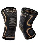 Copper Knee Braces (2 Pack) - Compression Sleeve for Knee Pain & Arthritis - Support for Men & Women - Large Size - Black - Buy Online on GoSupps.com