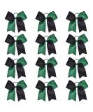 DEEKA 12PCS Two-Toned Cheer Hair Bows | Large Ponytail Holders for Teen Girls | Forest GreenBlack Elastic Bands - Buy Online on GoSupps.com