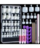 100pcs Natural False Toe Nail Tip Set with Glue - Full Cover Acrylic Fake Toenails for Women & Girls - Includes Cuticle Pusher and Nail File - Buy Online on GoSupps.com