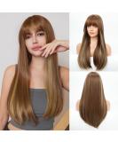 HAIRCUBE Long Brown Wigs for Women | Highlights Straight Fringe Daily Wear - Buy Online on GoSupps.com