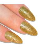 Shop Bling Art Gold Gel False Nails - Stiletto Almond 24 Long Artificial Nails with Glue for Perfect Manicure - Buy Online on GoSupps.com