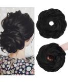 S-Noilite Curly Messy Bun Hair Scrunchie for Women, Natural Black 2 - Synthetic Chignon Ponytail Extension - Buy Online on GoSupps.com