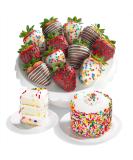Happy Birthday Dipped Strawberries with Petite Birthday Cake - 12ct Cake & 12 Berries - Buy Online on GoSupps.com