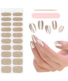 Ebanku 20pcs Gold Glitter UV Gel Nail Foil Stickers - Self-Adhesive Nail Wraps with File & Stick for Women & Girls - Perfect Nail Decoration - Buy Online on GoSupps.com