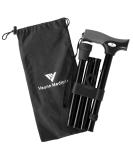 Vaunn Medical Easy Grip Adjustable Folding Cane Walking Stick - Compact & Safe Assistive Mobility Aid for Men, Women, Elderly, Disabled, and Pregnant - Black/Gray - Buy Online on GoSupps.com