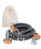 Freudenier dog leash for medium -sized and large dogs - 2m length and 3 -fold adjustable - chasing leash made of robust nylon rounded with stylish brown leather elements (black) - Buy Online on GoSupps.com