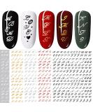 Old Letters Nail Art Stickers Decals Self-Adhesive 6 Sheets Old Alphabet Numbers Nail Stickers Decoration Accessories for Women Girls - Buy Online on GoSupps.com